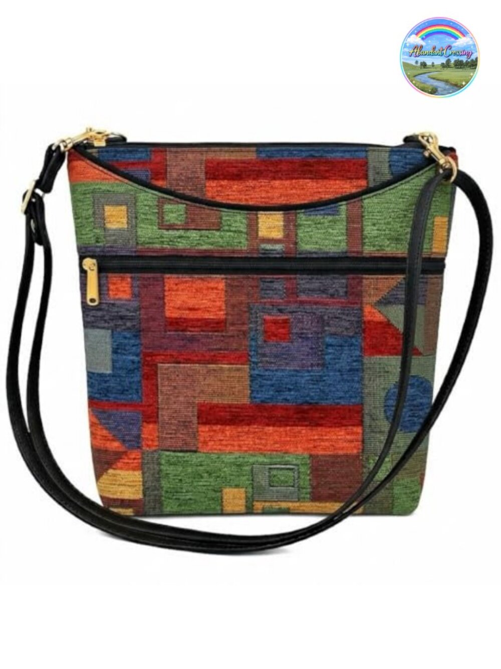Handmade Tapestry Crossbody Bag with Adjustable Strap, iPad Compatible, Made in